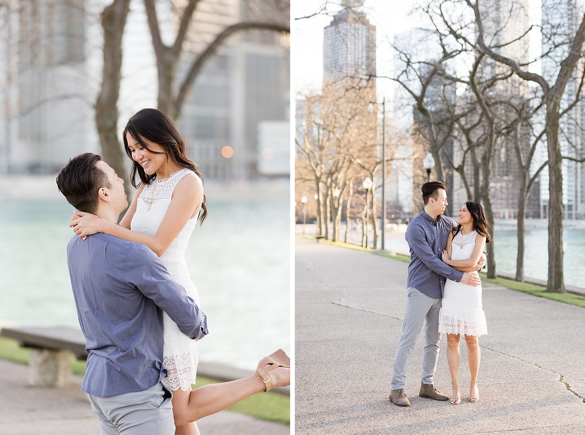 A classic early spring engagement in Downtown Chicago by Breanne Rochelle Photography.