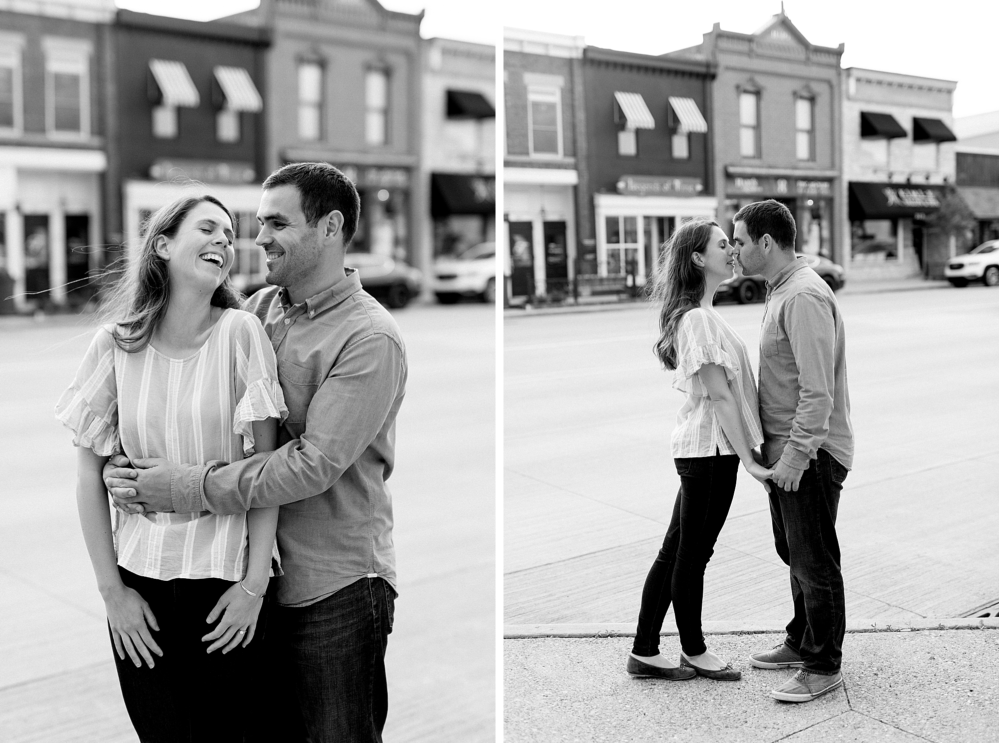 A sweet beginning of summer engagement in Downtown Rochester filled with pink blooms by Breanne Rochelle Photography.