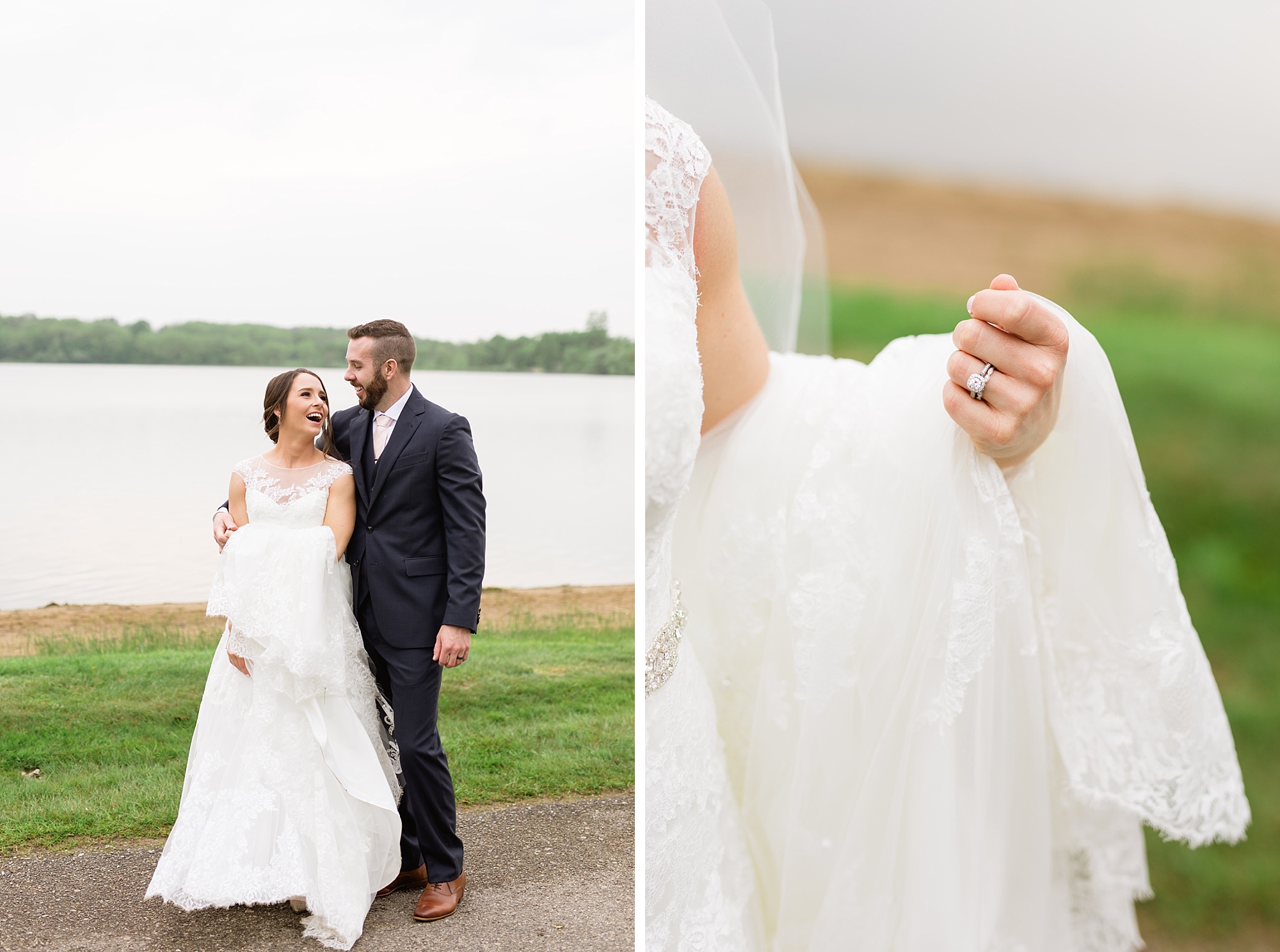 A romantic blush and navy Waldenwoods wedding on a rainy early June day by Breanne Rochelle Photography.