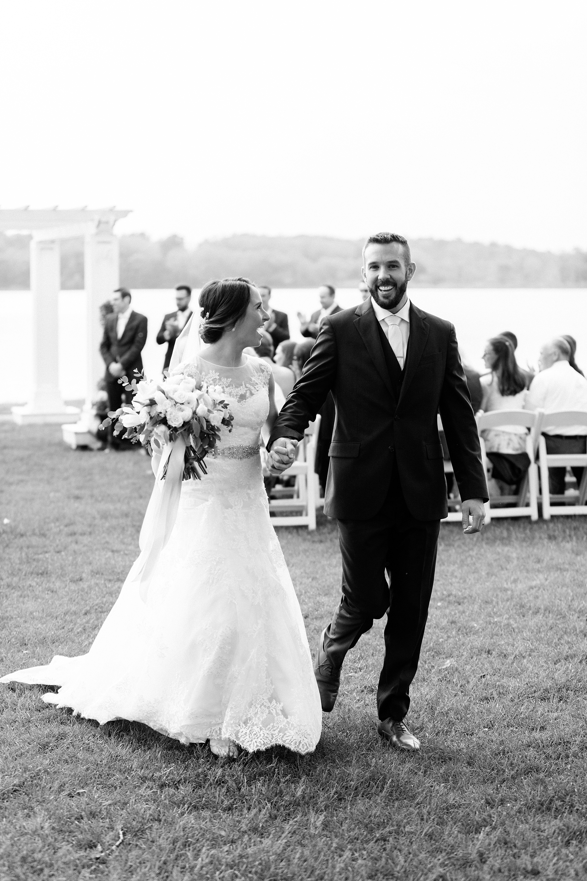 A romantic blush and navy Waldenwoods wedding on a rainy early June day by Breanne Rochelle Photography.