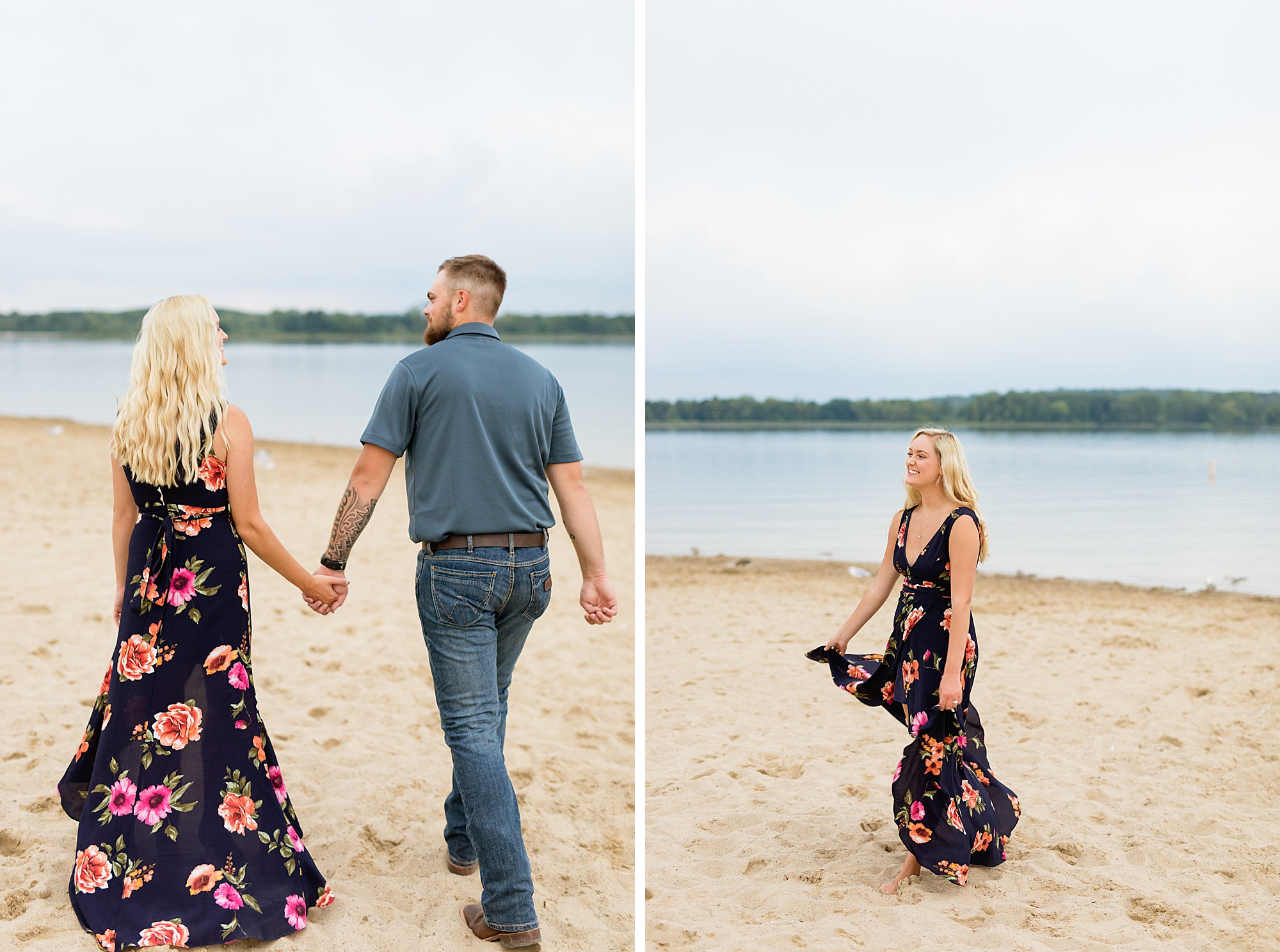 A late summer engagement at Stony Creek Metropark in Michigan with stormy skies by Breanne Rochelle Photography.