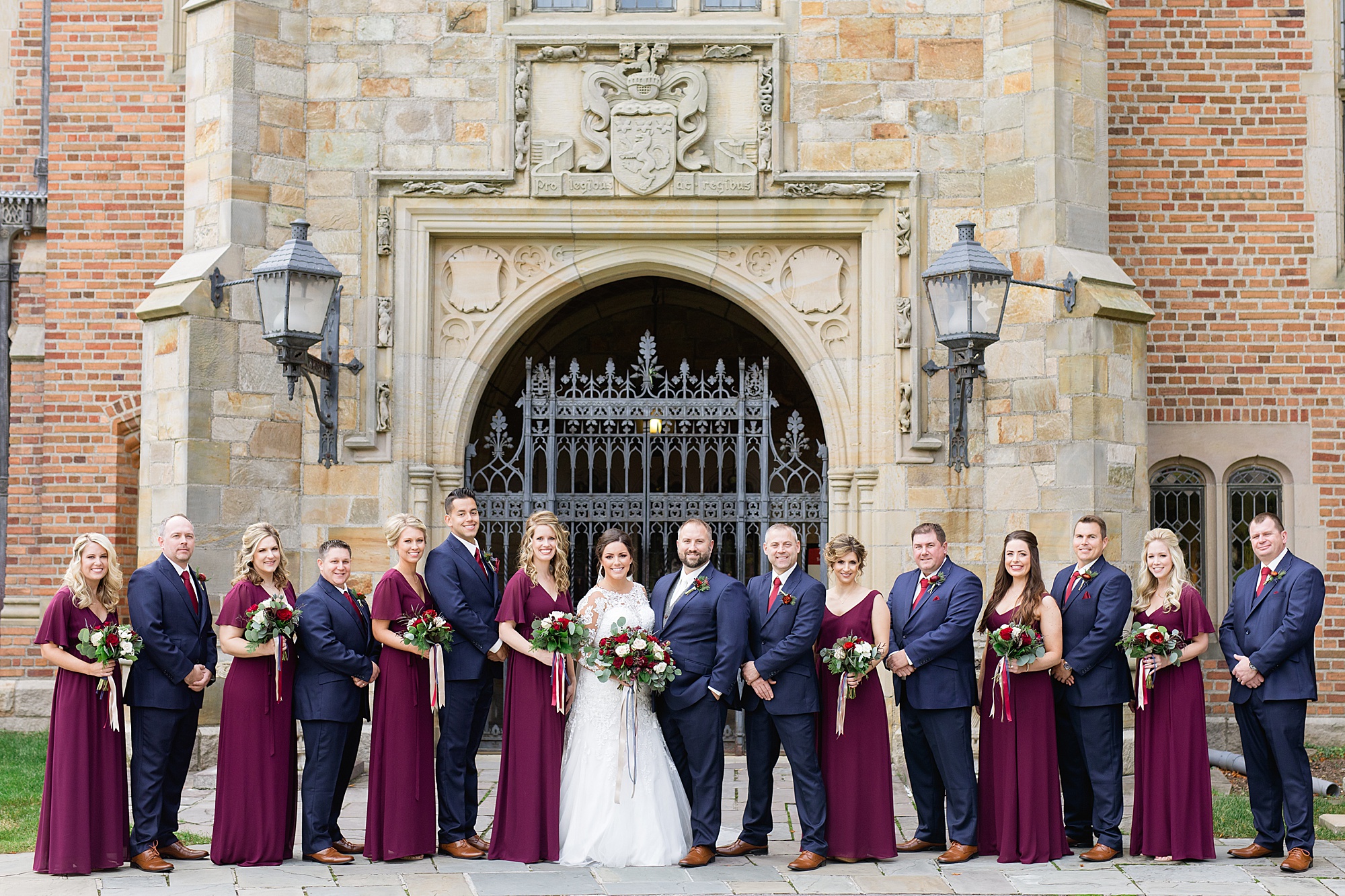 A classic Fall burgundy and navy Meadow Brook Hall wedding in Rochester, Michigan by Breanne Rochelle Photography.