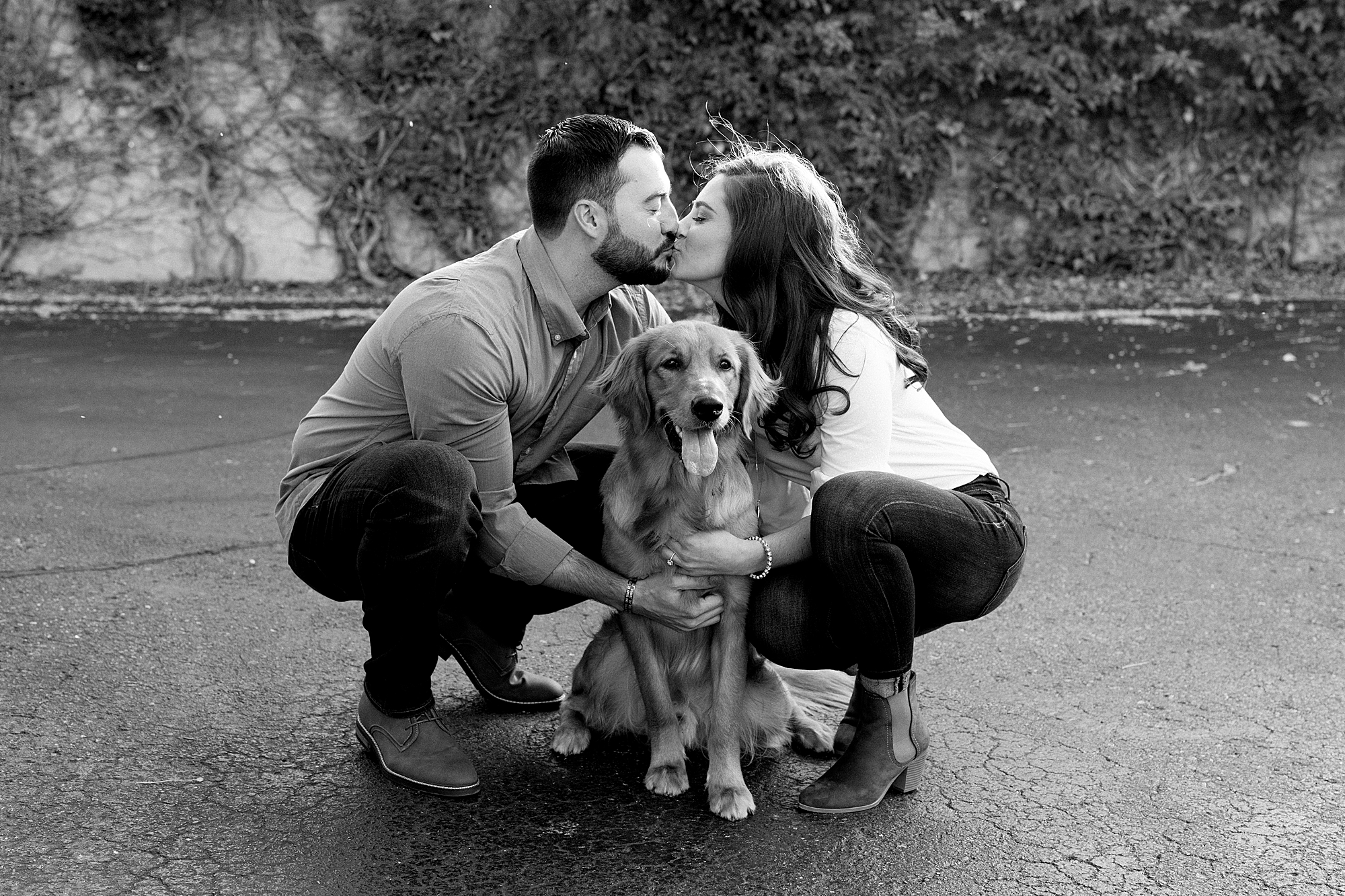 Couple and Dog Engagement Session at The War Memorial Grosse Pointe - Breanne Rochelle Photography
