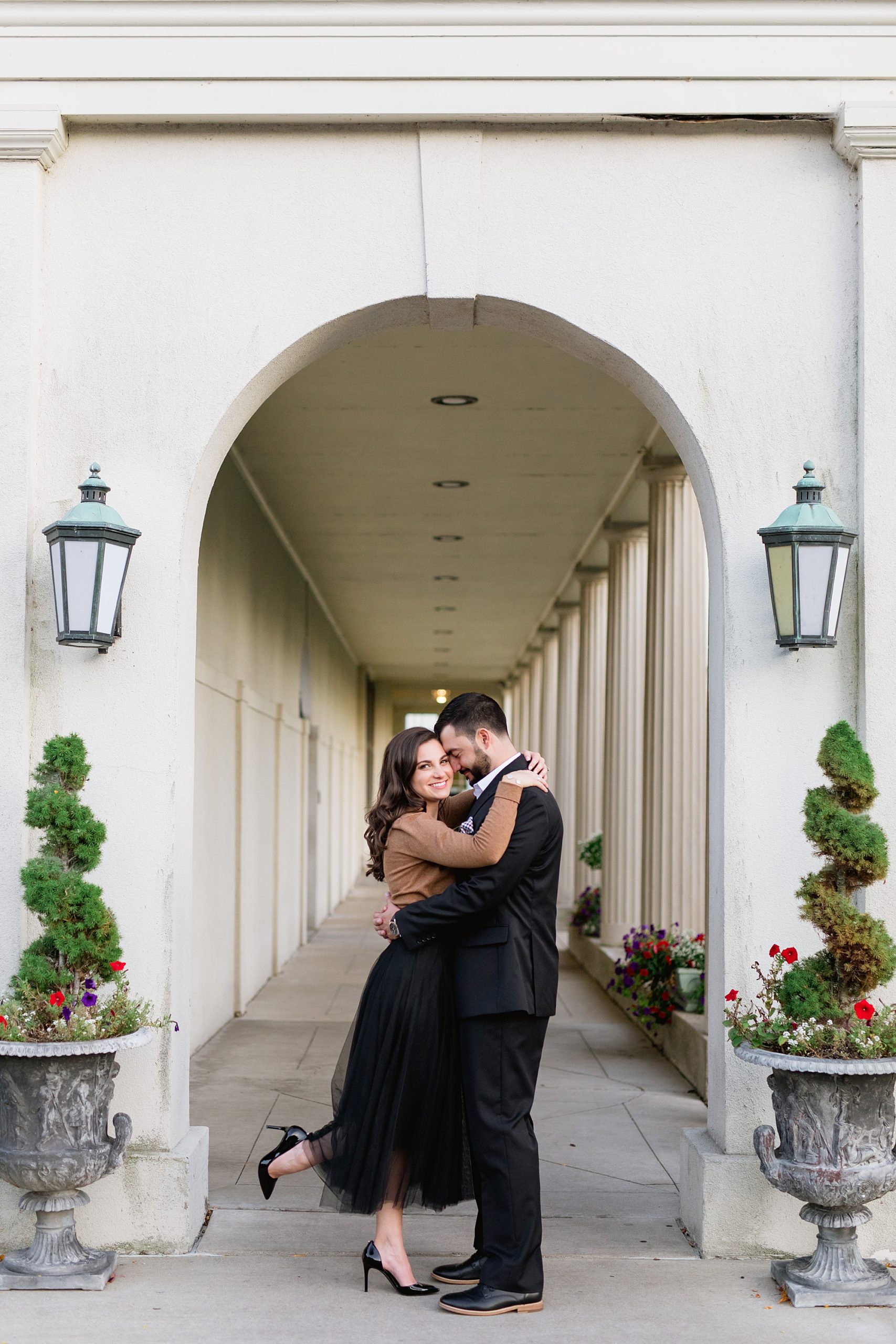 Black tulle skirt for Engagement Session at The War Memorial Grosse Pointe - Breanne Rochelle Photography
