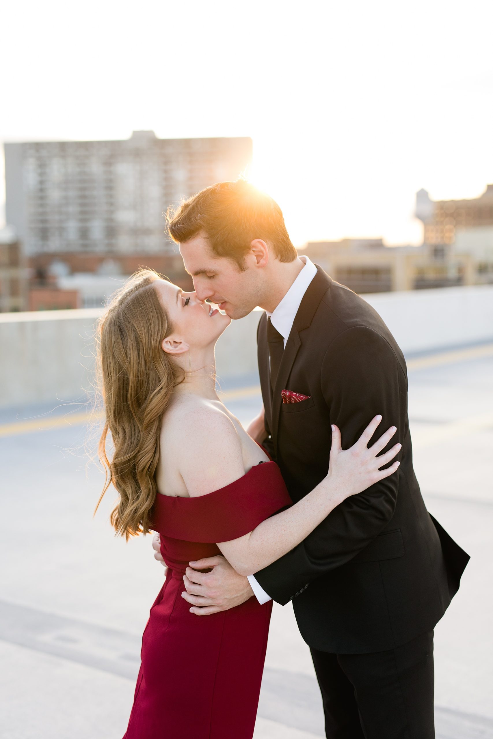 Golden hour glow | Rooftop engagement photos in Detroit | Breanne Rochelle Photography