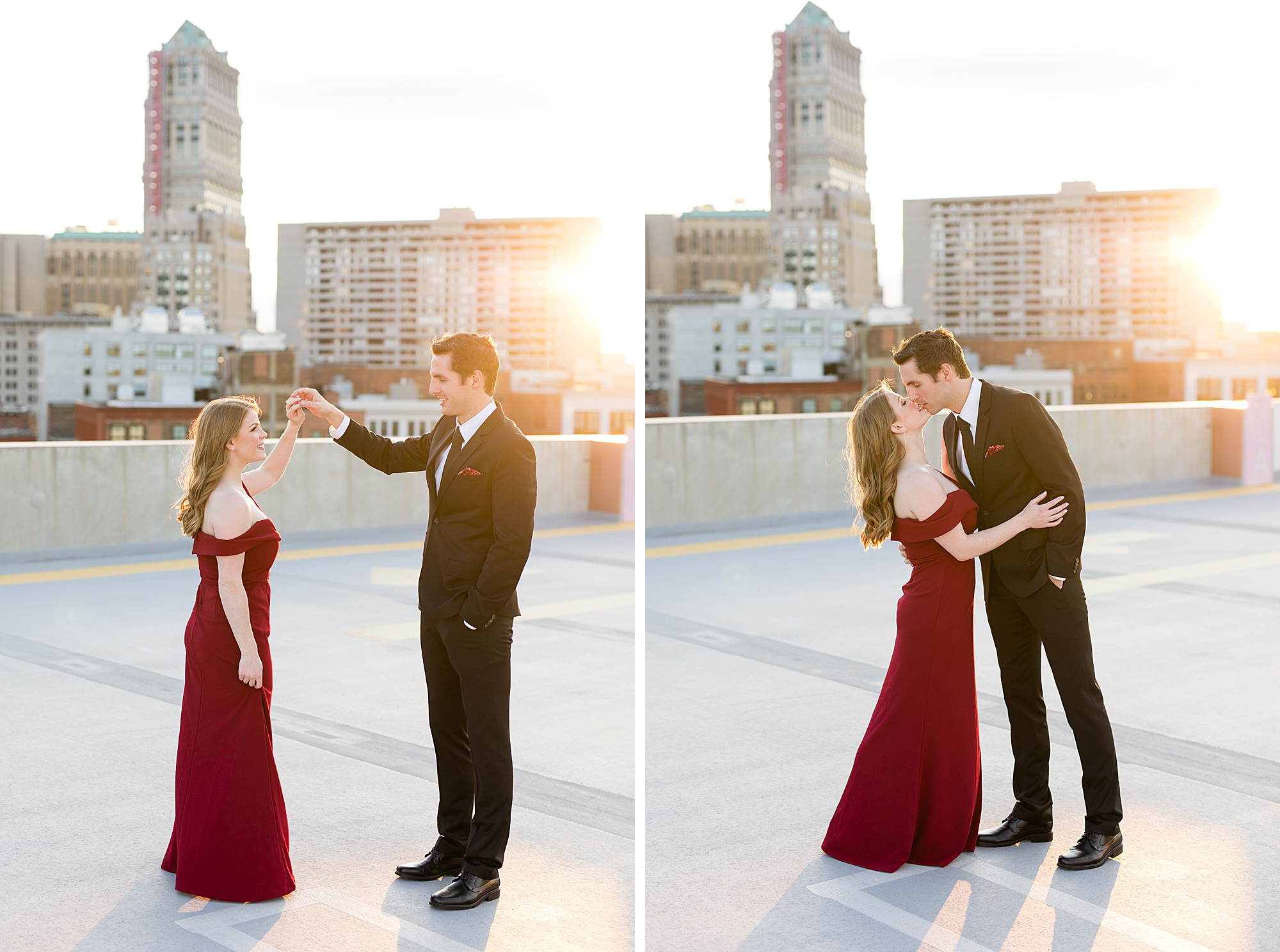 Dancing on the rooftop | Engagement photo inspiration | Detroit | Breanne Rochelle Photography