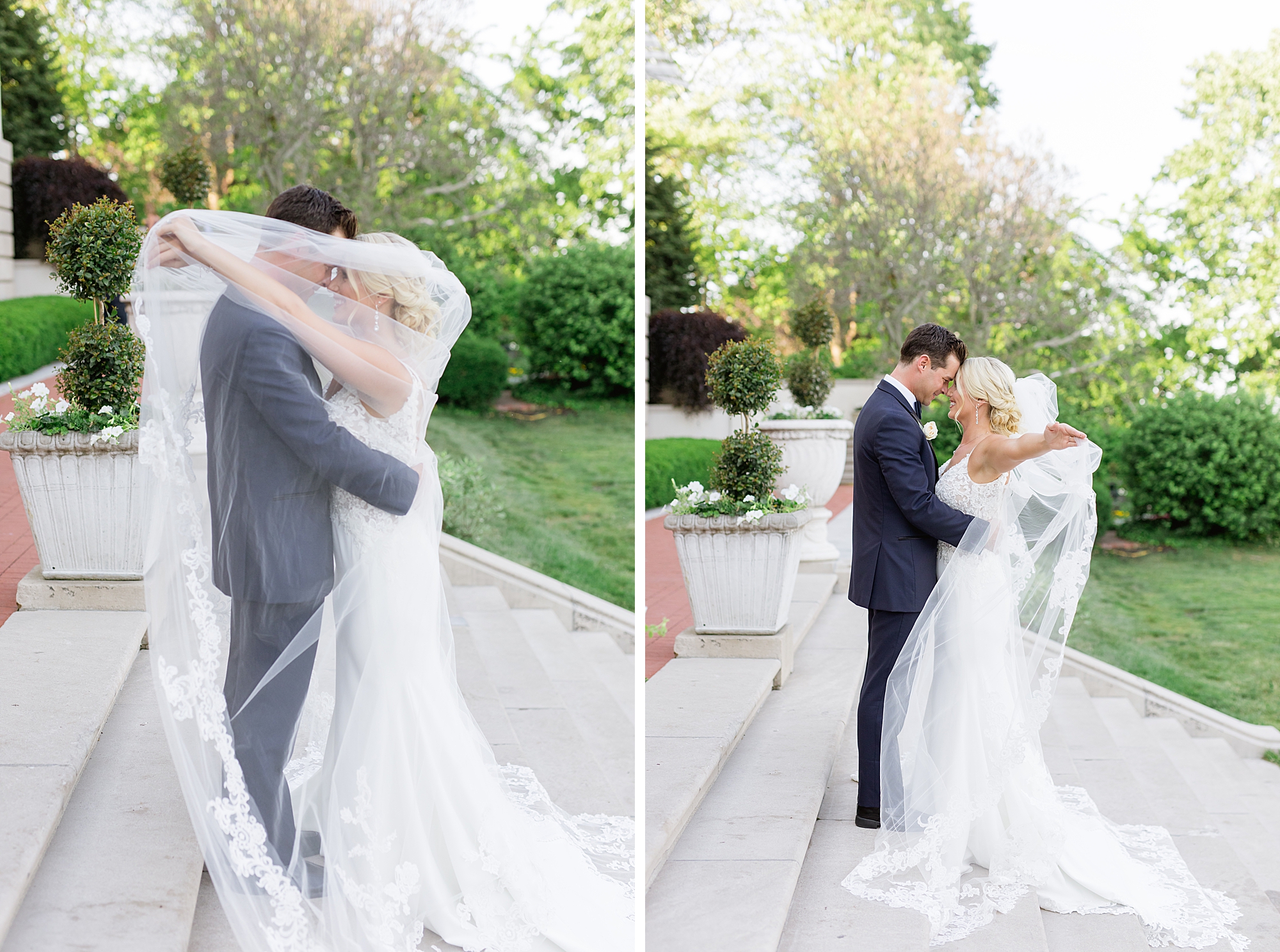 An elegant early summer War Memorial tent wedding in Grosse Pointe, Michigan on the water by Breanne Rochelle Photography.