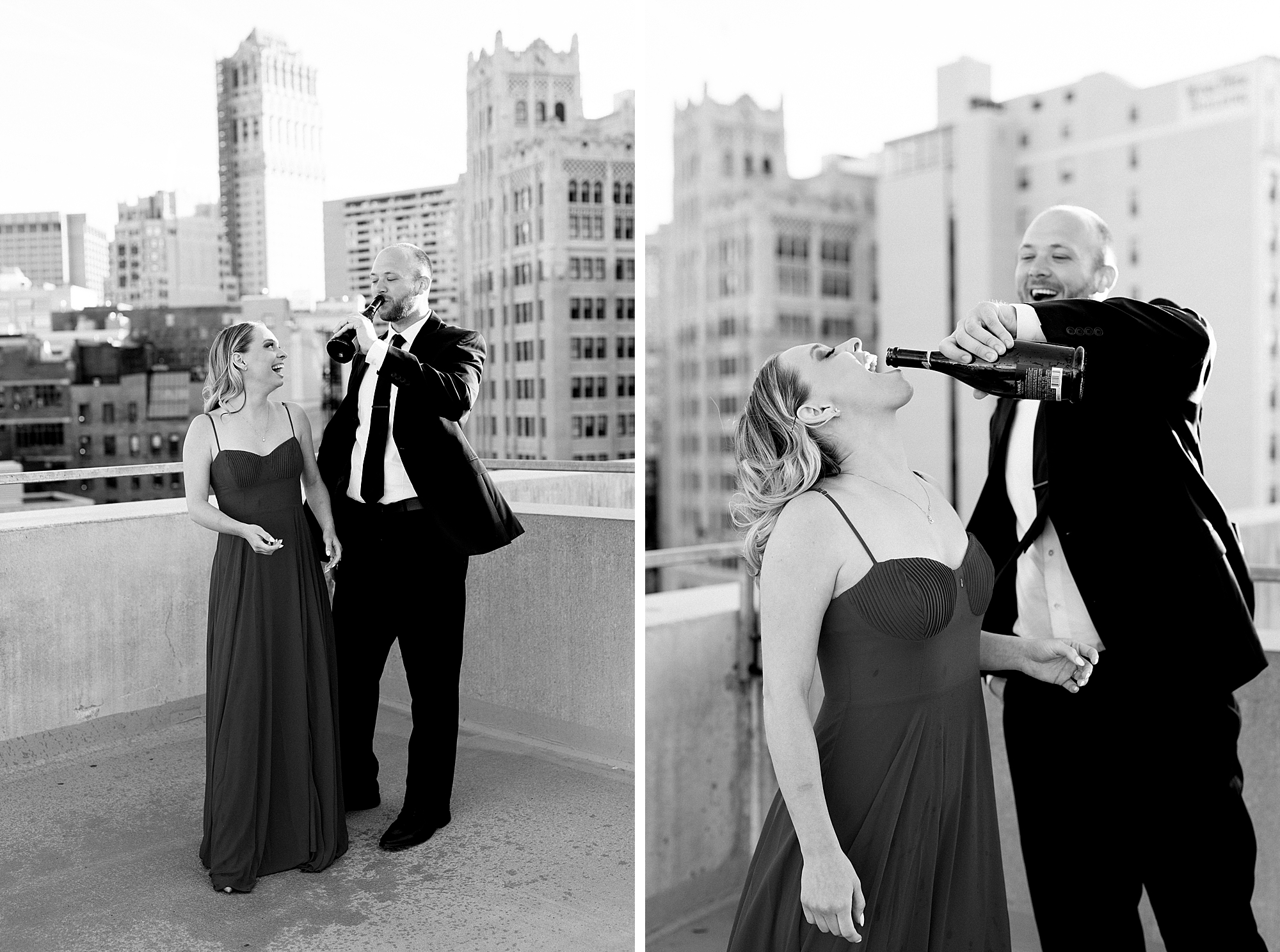 Fun and silly engagement photos in Detroit