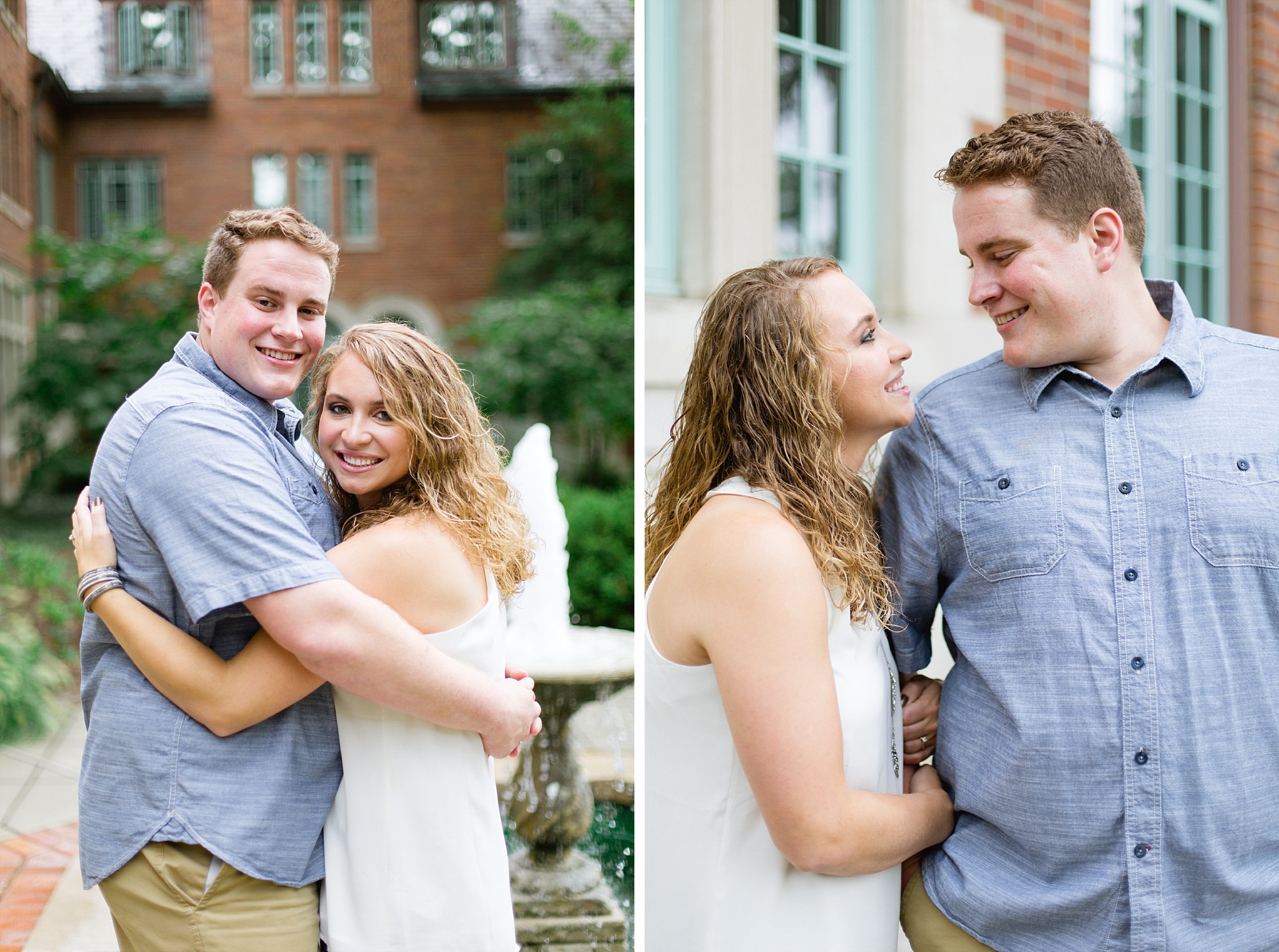 A summer engagement session in East Lansing, Michigan at Mary Mayo Hall at Michigan State University by Breanne Rochelle Photography.