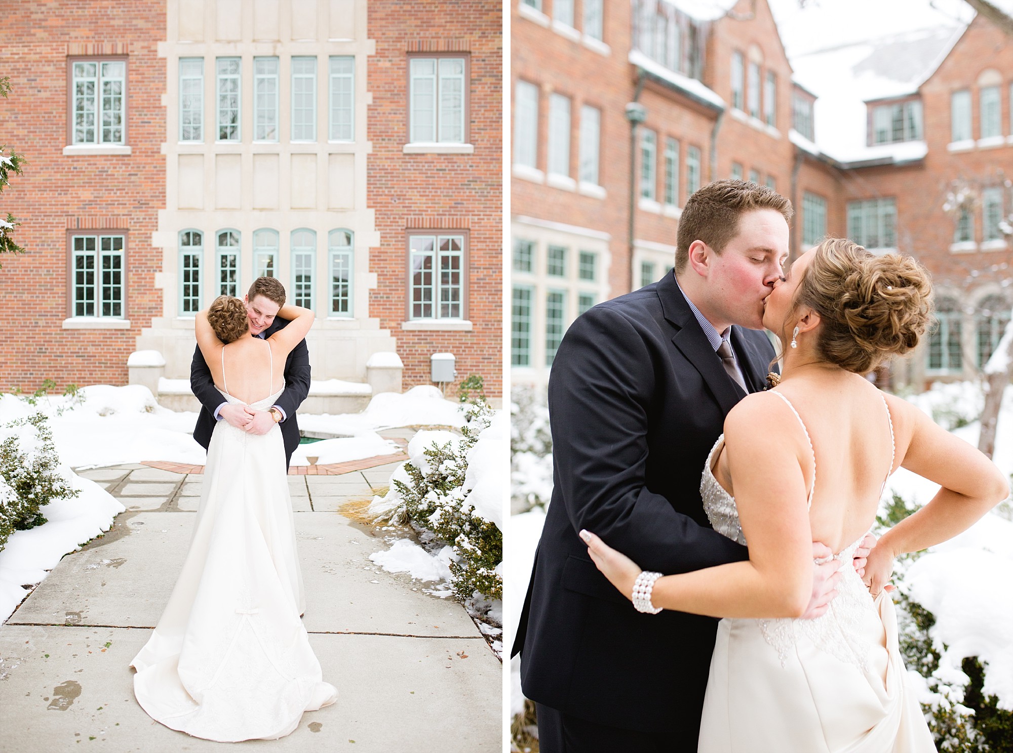 A classic December winter wedding at Michigan State University in East Lansing, Michigan.