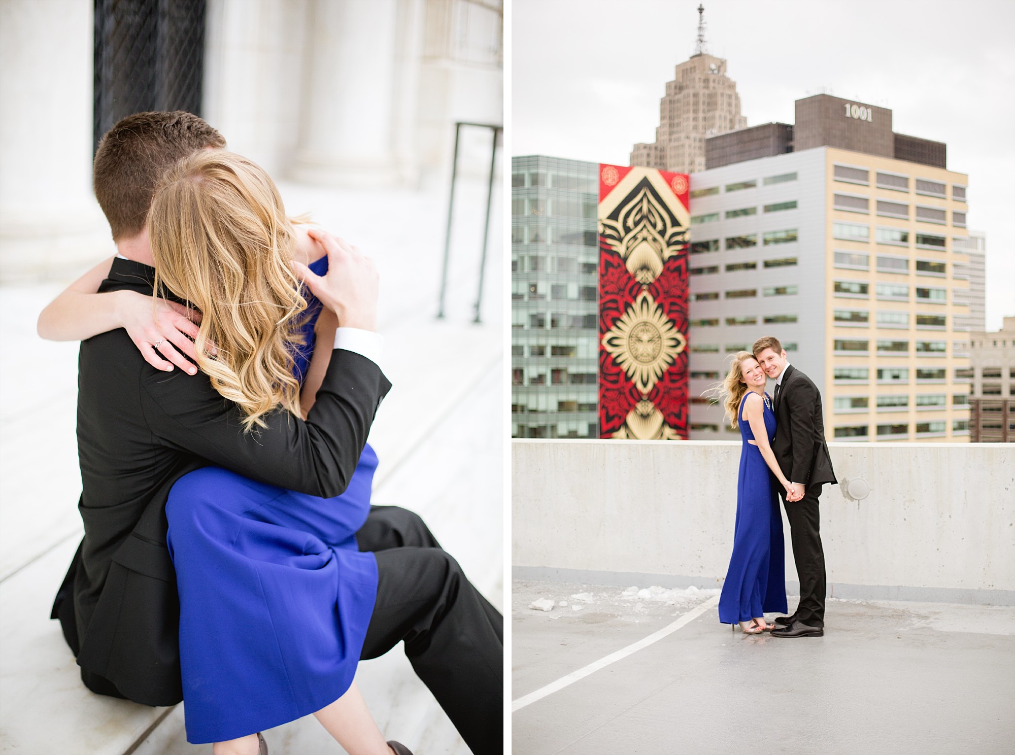 A Winter anniversary session in Downtown Detroit, Michigan by Breanne Rochelle Photography.