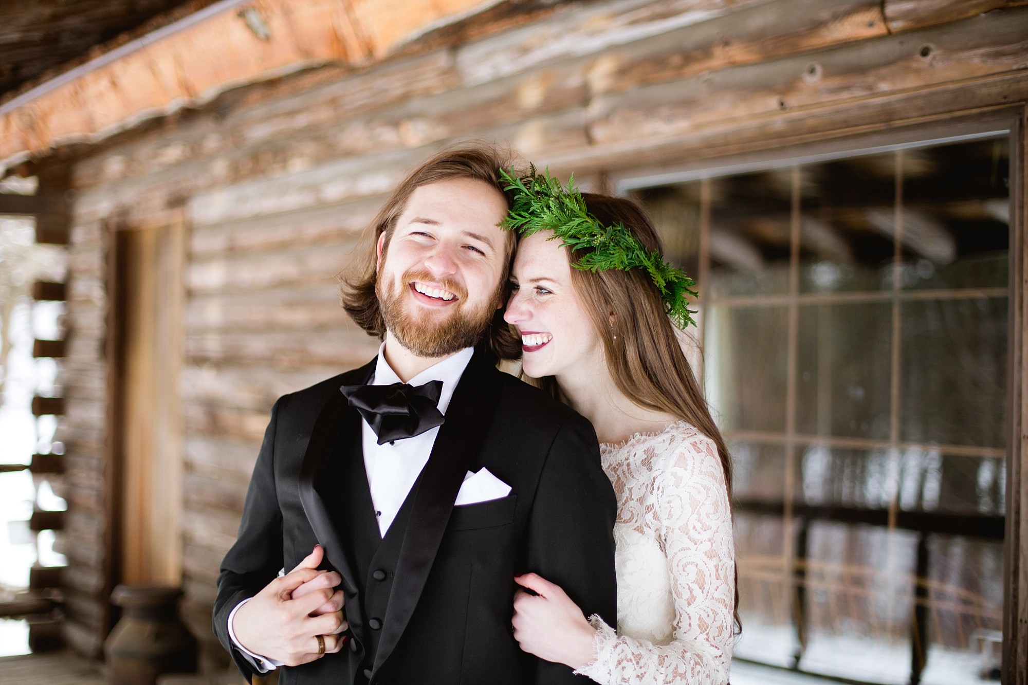 A Michigan Winter Wedding in the woods at Johnson Nature Center in Bloomfield Hills, Michigan by Breanne Rochelle Photography.