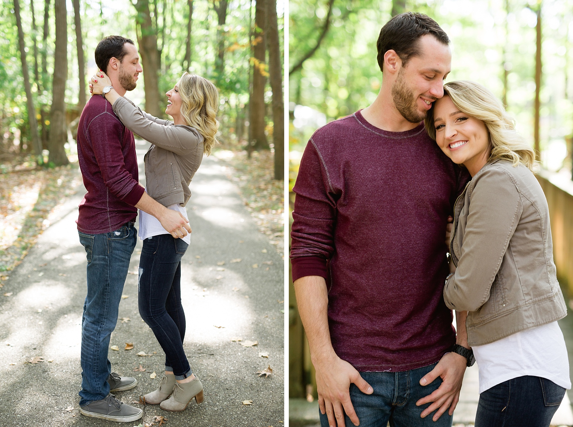 A sunny fall engagement session in Clarkston, Michigan by Breanne Rochelle Photography.