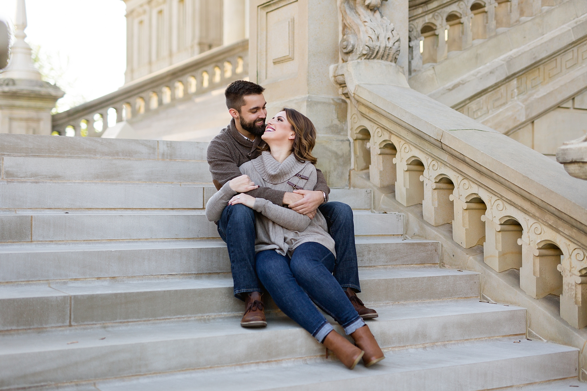 A classic Fall engagement session in Downtown Lansing, Michigan by Breanne Rochelle Photography. 
