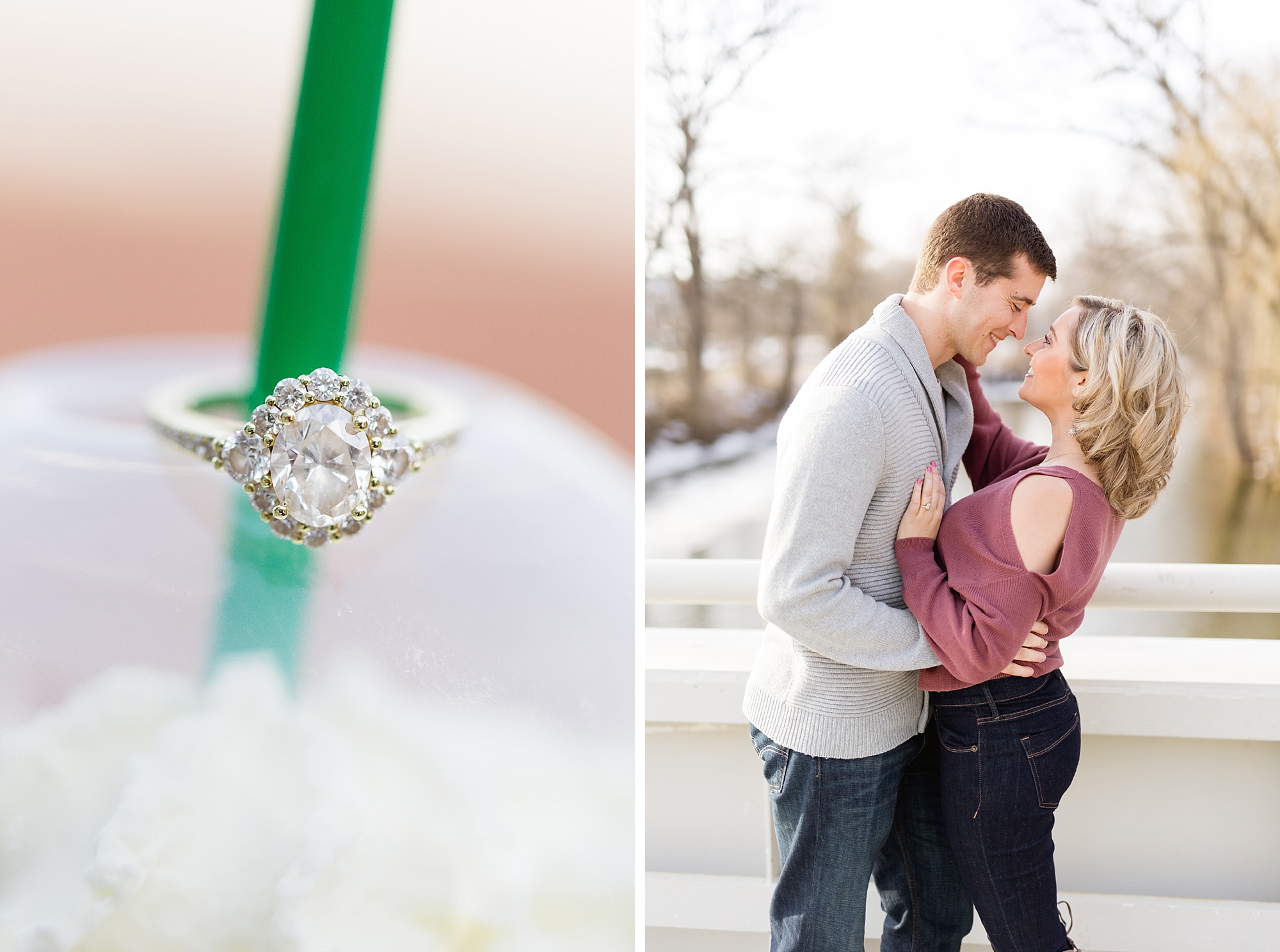 A late February winter engagement at Beaumont Tower and Wells Hall on campus at Michigan State University by Breanne Rochelle Photography.