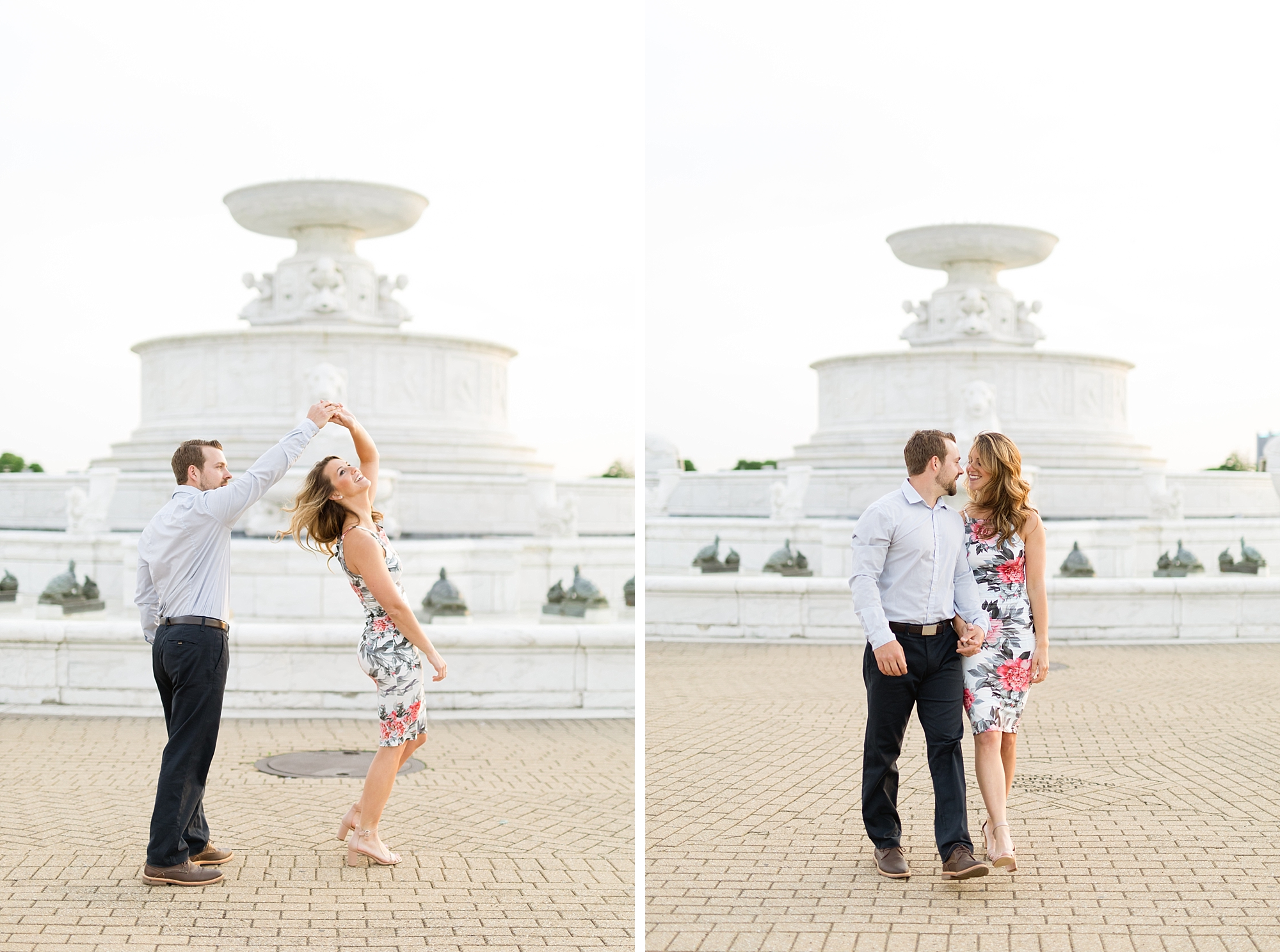 A lovely sunset May engagement session at Belle Isle and Dequindre Cut in Downtown Detroit, Michigan by Breanne Rochelle Photography.
