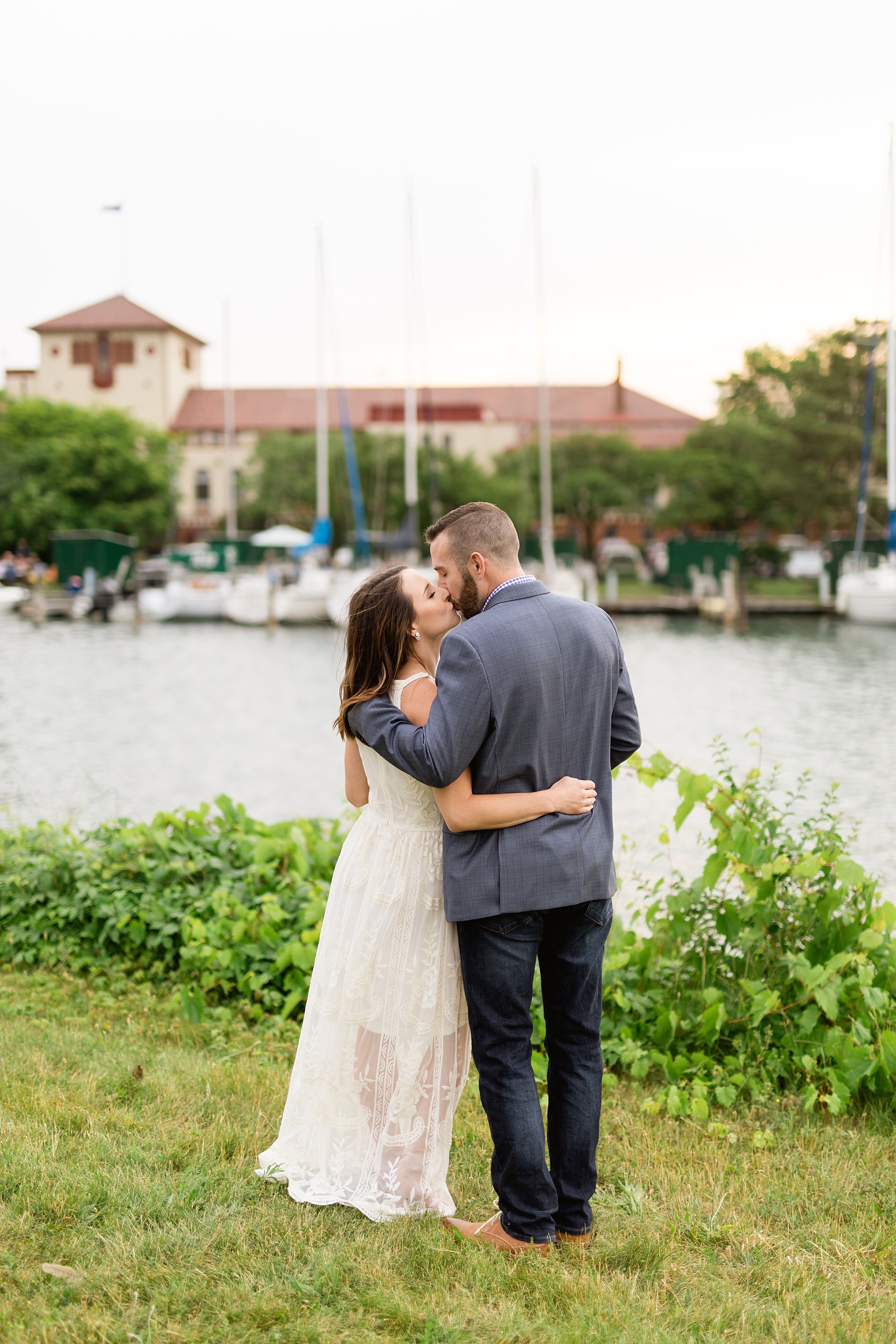 An early summer engagement at the Detroit Yacht Club on Belle Isle in Detroit, Michigan by Breanne Rochelle Photography.