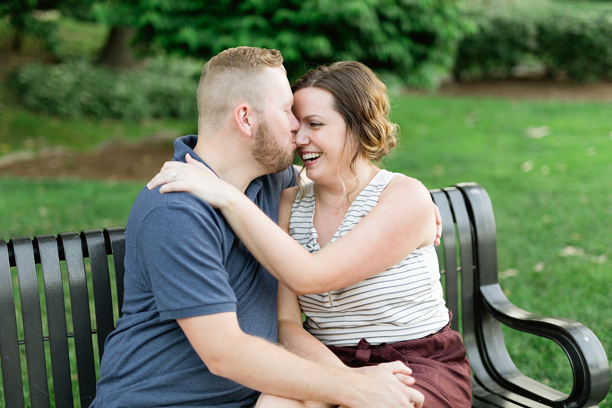 A summer golden hour engagement session at George George Park in Metro Detroit, Michigan by Breanne Rochelle Photography.