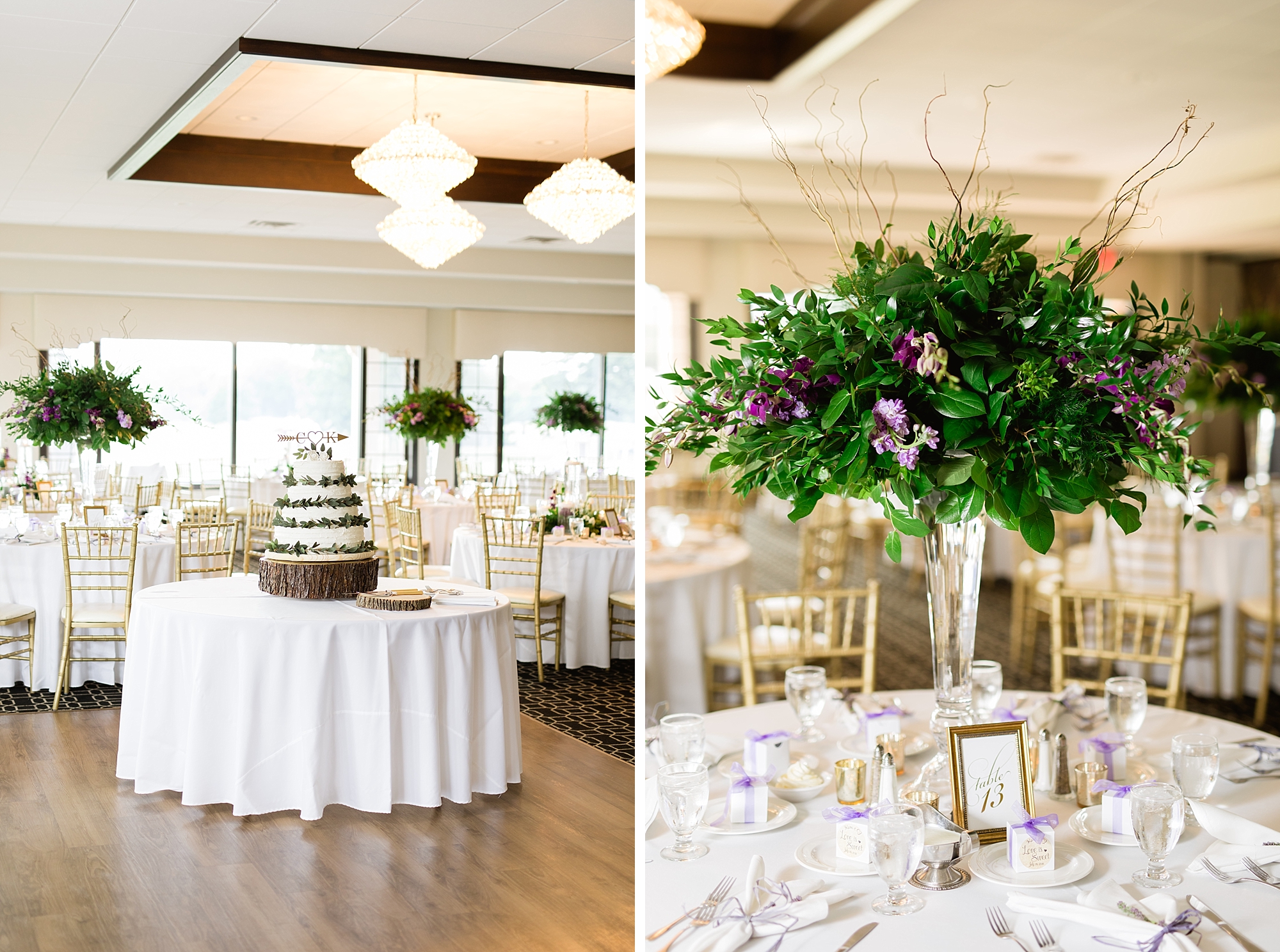 Classic summer wedding filled with violet, gold, and greenery at Fox Hills in Plymouth, MI by Breanne Rochelle Photography.