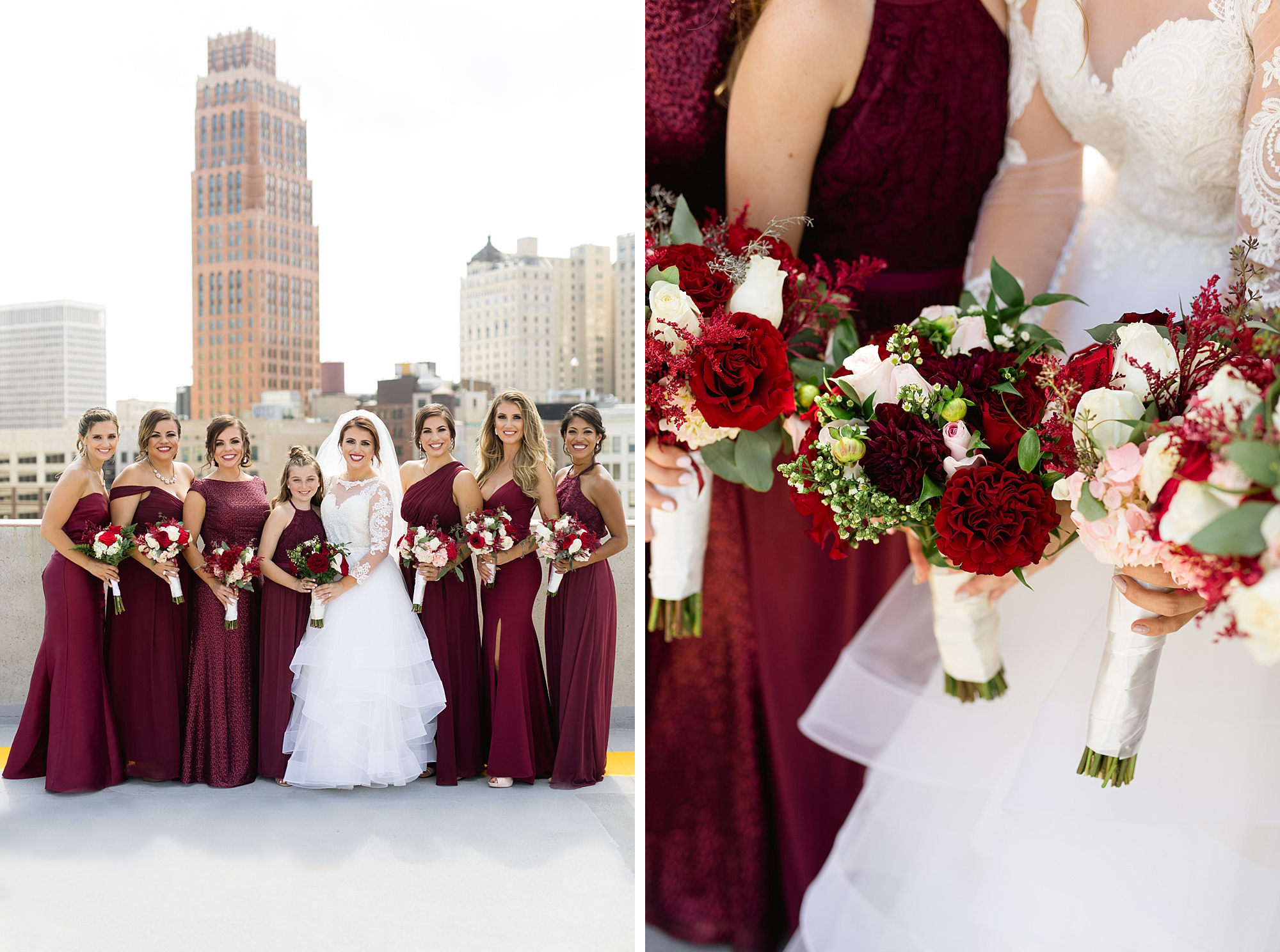 An elegant burgundy and gold Fall wedding at the historic Masonic Temple in Detroit, Michigan by Breanne Rochelle Photography. 