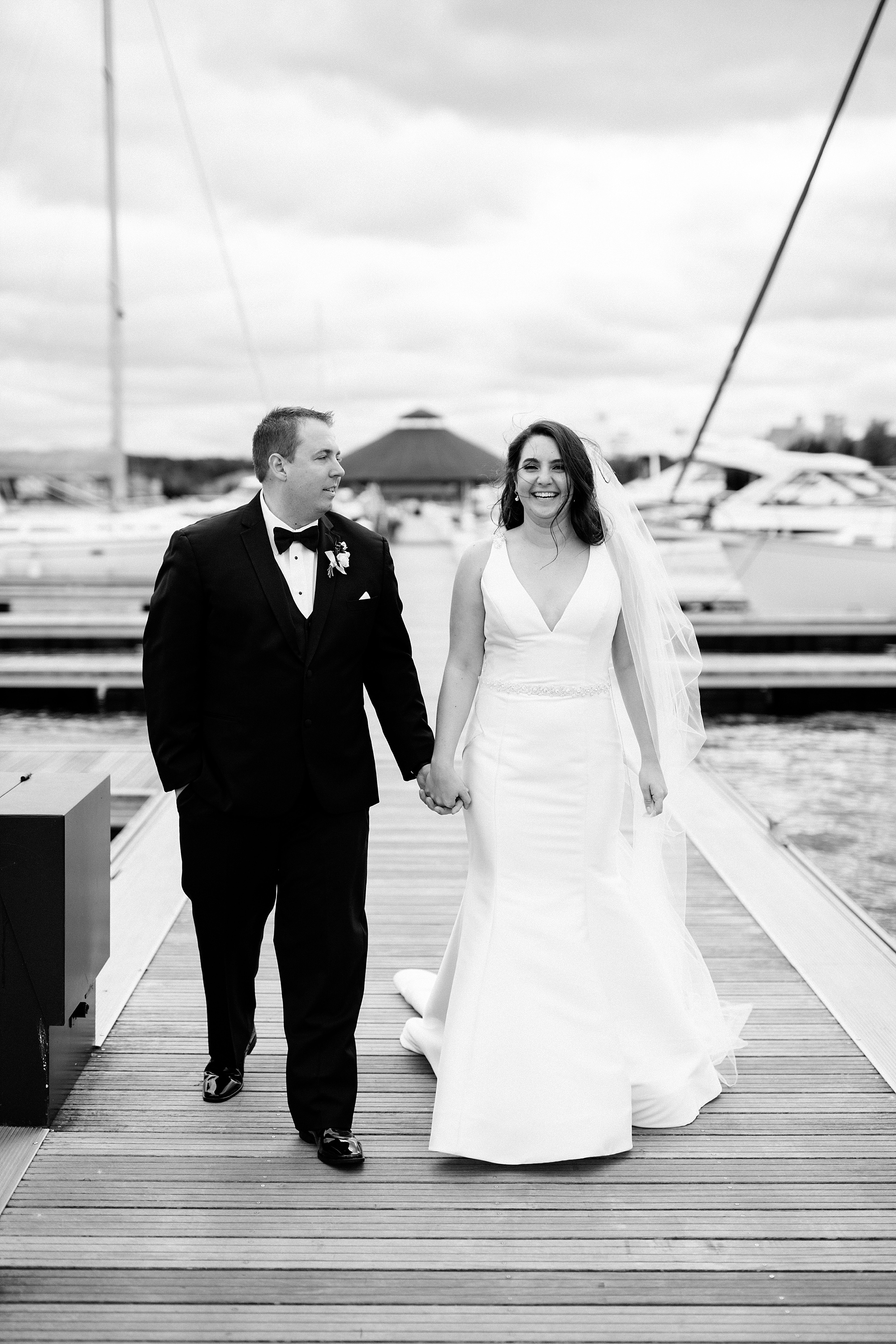 A classic navy black tie wedding at the Inn at Bay Harbor in Petoskey, Michigan by Breanne Rochelle Photography.